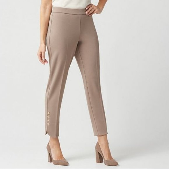 dennis basso Pants - Luxe Crepe Pull-On Ankle Pants with Tulip Hem 323